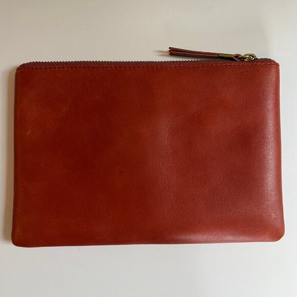 NWOT Madewell The Leather Pouch Clutch In Faded Rust Multi - Picture 4 of 6
